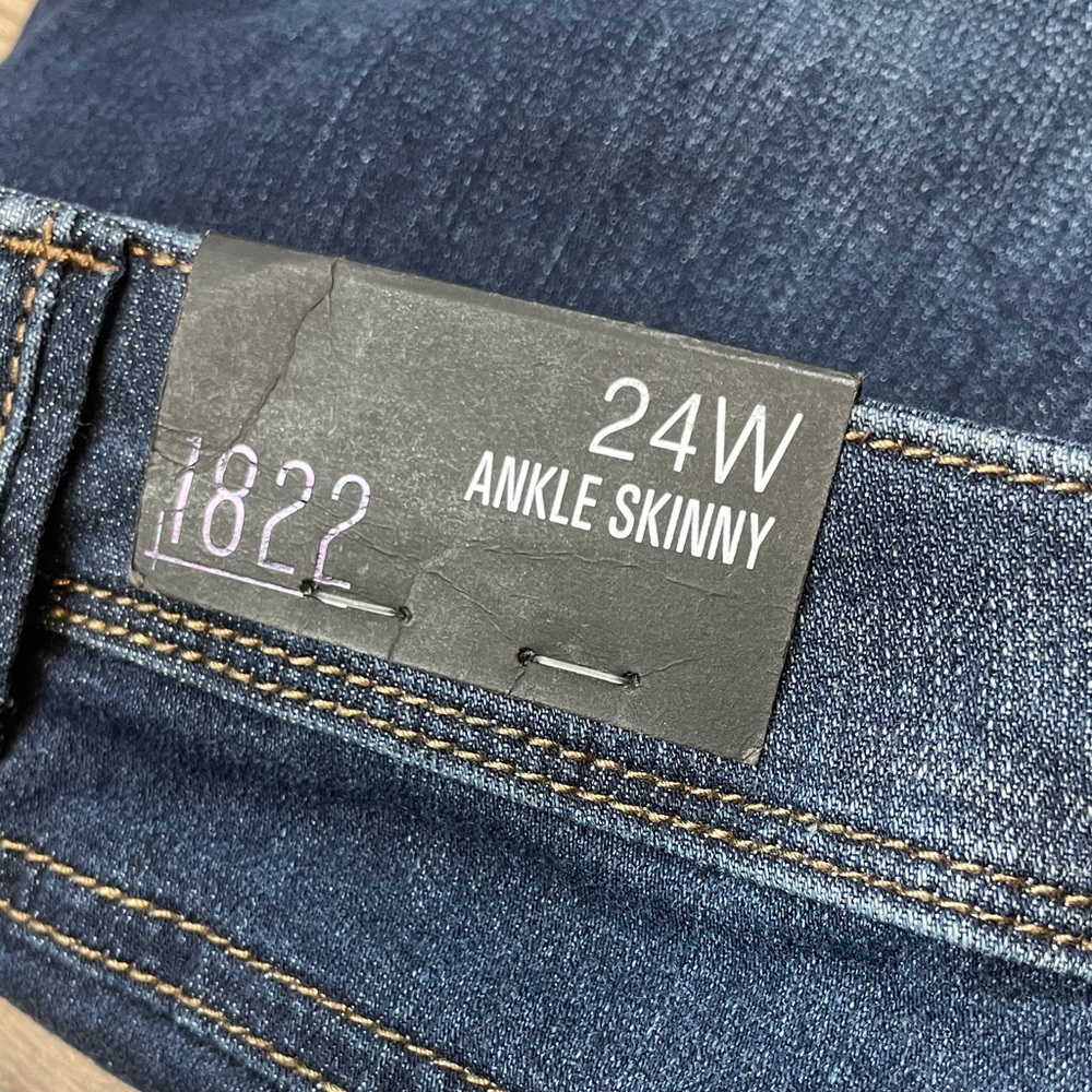 NWT 1822 Ankle Skinny Jeans Size 24W Mid High Rise Dark Wash Denim Stretchy - Picture 5 of 11